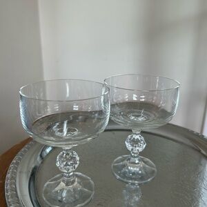 Vintage pair of Crystal Glass Champagne Goblets